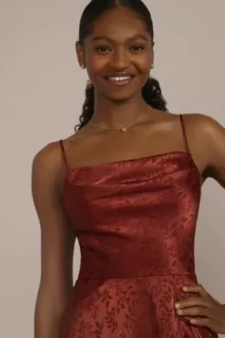 Jacquard Cowl Neck Bridesmaid Dress -Kelly Shop F20573 CINNAMON BM PROD4 V2 131