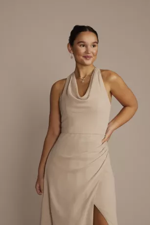 Sleeveless Crinkle Chiffon Sheath Bridesmaid Dress 3 Sleeveless Crinkle Chiffon Sheath Bridesmaid Dress - Image 3