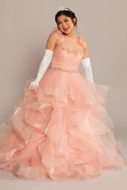 Ruffle Tulle Quince Dress With Convertible Straps -Kelly Shop FR2101 MDUSTYROSE QUINCE PROD5 6991