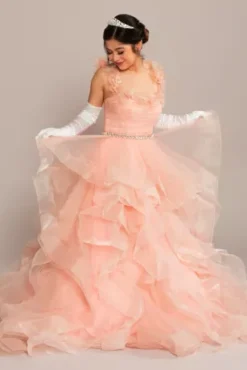 Ruffle Tulle Quince Dress With Convertible Straps -Kelly Shop FR2101 MDUSTYROSE QUINCE PROD5 7004