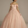 3D Floral Quince Gown With Detachable Sleeves