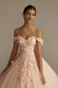 3D Floral Quince Gown With Detachable Sleeves -Kelly Shop FR2111 PETAL QUINCE PROD1 075