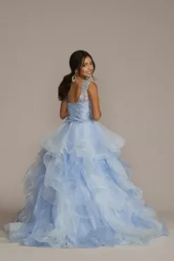 Two-Piece Embellished Lace Quince Gown -Kelly Shop FR2205 LIGHTBLUE QUINCE PROD12 150
