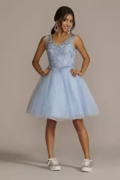 Two-Piece Embellished Lace Quince Gown -Kelly Shop FR2205 LIGHTBLUE QUINCE PROD12 236