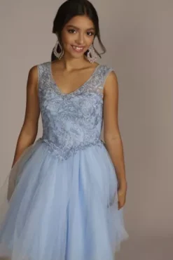 Two-Piece Embellished Lace Quince Gown -Kelly Shop FR2205 LIGHTBLUE QUINCE PROD12 298