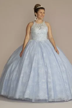 Lace-Up Back Applique Bodice Quince Dress