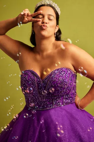 Beaded Bodice Ball Gown Quince Dress With Bolero 9 Beaded Bodice Ball Gown Quince Dress With Bolero - Image 9