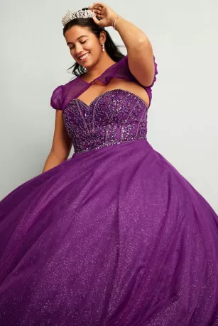 Beaded Bodice Ball Gown Quince Dress With Bolero 7 Beaded Bodice Ball Gown Quince Dress With Bolero - Image 7