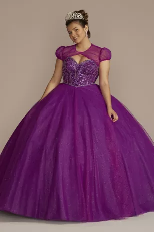 Beaded Bodice Ball Gown Quince Dress With Bolero 3 Beaded Bodice Ball Gown Quince Dress With Bolero - Image 3