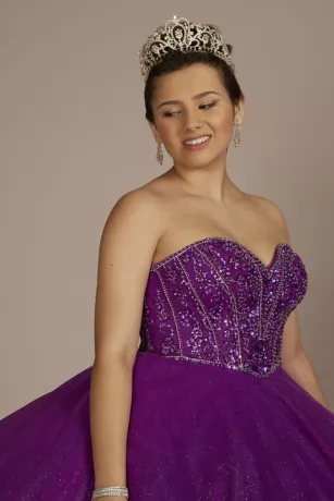 Beaded Bodice Ball Gown Quince Dress With Bolero 6 Beaded Bodice Ball Gown Quince Dress With Bolero - Image 6