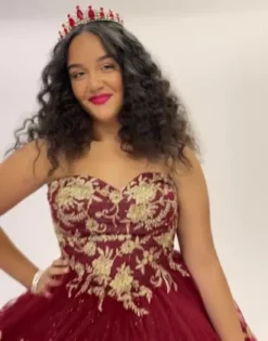 Tiered Quince Dress With Interchangeable Sleeves 18 Tiered Quince Dress With Interchangeable Sleeves -Kelly Shop FR2208 PDP