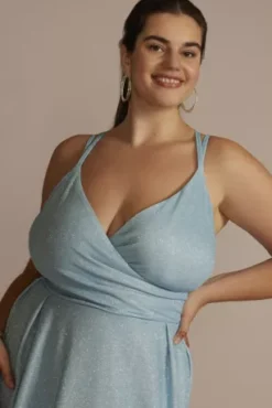 Glitter Knit Faux Wrap Skater Dress -Kelly Shop GHHP4455 MSKYBLUE HC PROD7 042