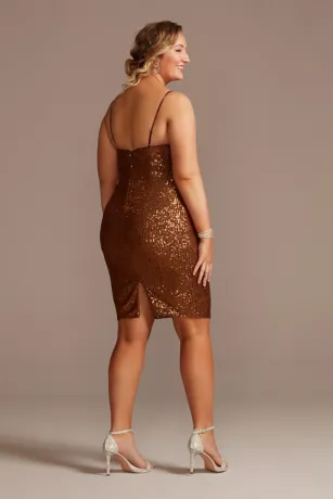 Knee-Length Sequin Sheath Dress With Back Slit 2 Knee-Length Sequin Sheath Dress With Back Slit - Image 2