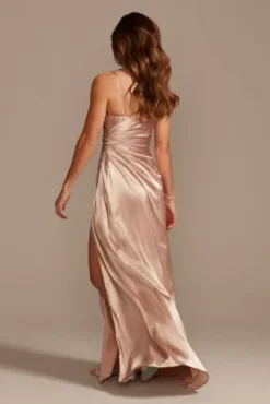 Charmeuse Draped Strappy Bridesmaid Dress -Kelly Shop GS290017 SAND BM PROD3 124