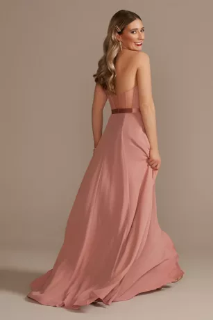 Georgette V-Wire Bridesmaid Dress With Corset Back 3 Georgette V-Wire Bridesmaid Dress With Corset Back - Image 3