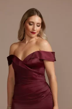 Satin Off-the-Shoulder Mermaid Bridesmaid Dress -Kelly Shop GS290030 WINE BM PROD3 082