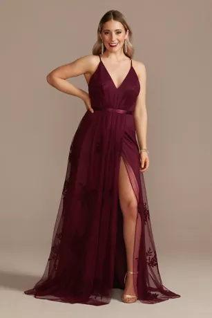 Flocked Tulle Low-Back Bridesmaid Dress 1 Flocked Tulle Low-Back Bridesmaid Dress