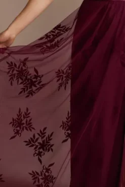 Flocked Tulle Low-Back Bridesmaid Dress 8 Flocked Tulle Low-Back Bridesmaid Dress -Kelly Shop GS290044 WINE BM PROD3 082