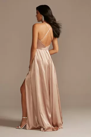 Charmeuse Keyhole Crisscross Back Bridesmaid Dress 2 Charmeuse Keyhole Crisscross Back Bridesmaid Dress - Image 2