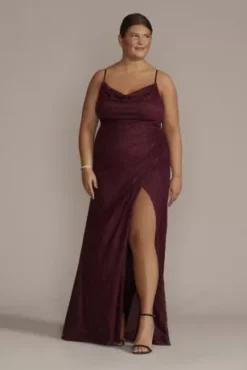 Lace Draped Cowl Neck Bridesmaid Dress -Kelly Shop GS290114W WINE BM PROD5 033