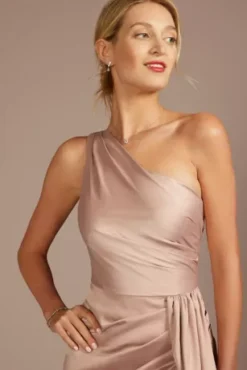 One-Shoulder Stretch Satin Bridesmaid Dress -Kelly Shop GS290147 SAND BM PROD3 detail