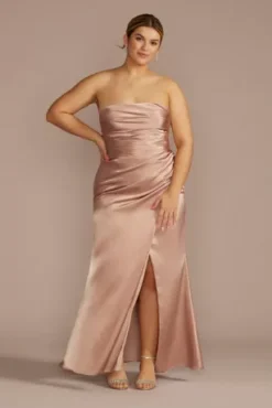 Strapless Charmeuse Bridesmaid Dress With Ruching -Kelly Shop GS290150 SAND BM PROD3 a