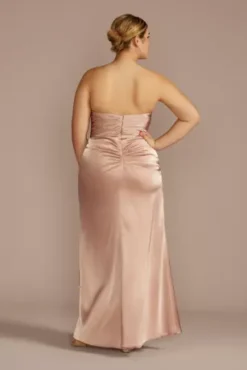 Strapless Charmeuse Bridesmaid Dress With Ruching -Kelly Shop GS290150 SAND BM PROD3 aa