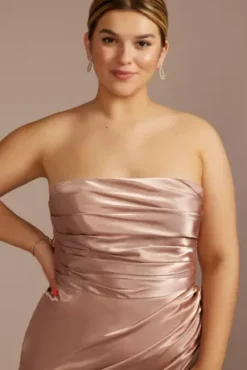 Strapless Charmeuse Bridesmaid Dress With Ruching -Kelly Shop GS290150 SAND BM PROD3 aaa