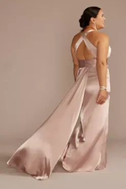 Charmeuse Bridesmaid Dress With Crisscross Back -Kelly Shop GS290152 SAND BM PROD3 aa