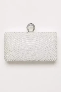 Curved Pearl And Crystal Minaudiere