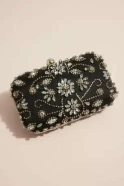 Floral Crystal-Embellished Clutch