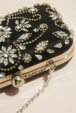 Floral Crystal-Embellished Clutch -Kelly Shop HBNOVELTY MBLACK HB PROD10 7