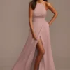 Crepe-Back Satin High Neck Bridesmaid Dress