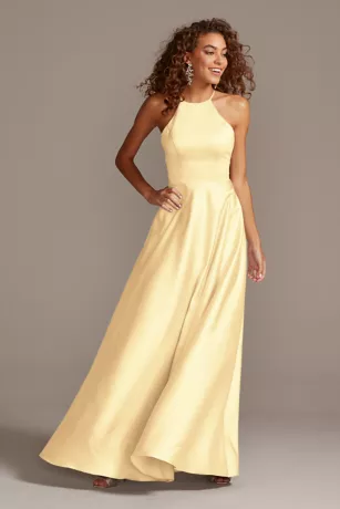 High-Neck Satin A-Line Bridesmaid Dress 1 High-Neck Satin A-Line Bridesmaid Dress