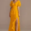 Flutter Sleeve Bridesmaid Dress With Cascade