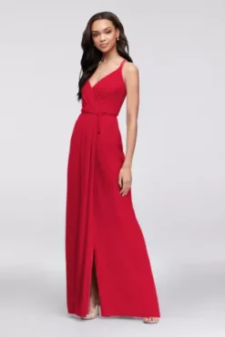 Double-Strap Georgette Bridesmaid Wrap Dress