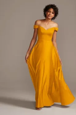 Off-Shoulder Satin A-Line Bridesmaid Dress