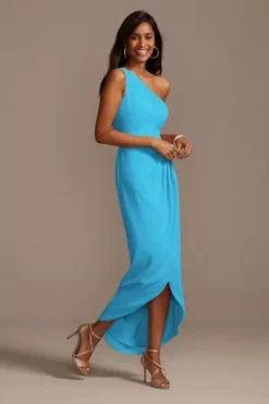 One Shoulder Chiffon Tulip Hem Bridesmaid Dress