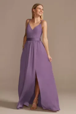 Double Spaghetti Strap Charmeuse Bridesmaid Dress