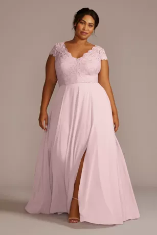 Stretch Lace Chiffon Cap Sleeve Bridesmaid Dress 1 Stretch Lace Chiffon Cap Sleeve Bridesmaid Dress