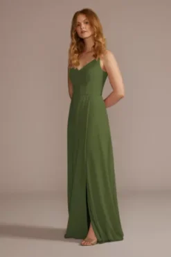 Chiffon Spaghetti Strap Bridesmaid Dress
