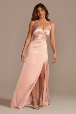 Charmeuse Draped Strappy Bridesmaid Dress