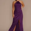 Tie-Neck Charmeuse Halter Bridesmaid Dress