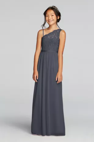 Long Mesh Skirt With Lace Bodice Dress 1 Long Mesh Skirt With Lace Bodice Dress