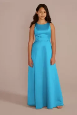 Sleeveless Satin A-Line Junior Bridesmaid Dress