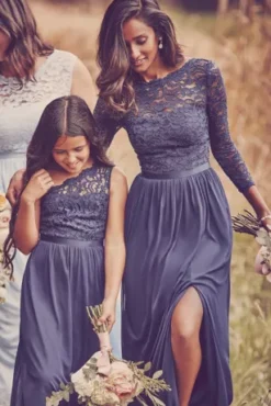 Long Mesh Skirt With Lace Bodice Dress 5 Long Mesh Skirt With Lace Bodice Dress -Kelly Shop JB9014 ZZZ1