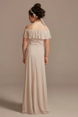 Off Shoulder Flounce Mesh Junior Bridesmaid Dress 2 Off Shoulder Flounce Mesh Junior Bridesmaid Dress - Image 2