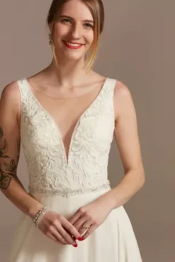 Applique Illusion Chiffon Wedding Dress -Kelly Shop LBSWG842 IVORY SIG PROD2 V2 67