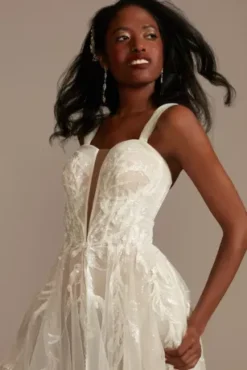 Removable Straps Tulle Wedding Dress With Slits -Kelly Shop MBSWG898 IVYBISQUE SIG PROD3 457