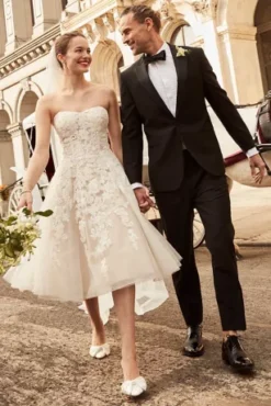 Sheer Lace And Tulle Tea-Length Wedding Dress -Kelly Shop MIDWG3861 PDP Crop JAN21 1920x2880